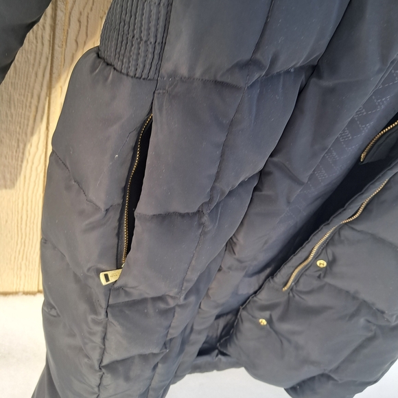 Cole Haan Signature Black Quilted Down Puffet Coat Jacket Gold Hardware S/P - Picture 14 of 16